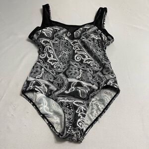 Shore Shapes Black White Paisley One Piece Swimsuit Bathing Suit Size 12
